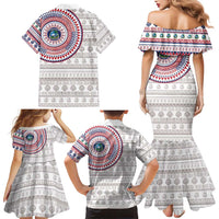 Liberia Family Matching Mermaid Dress and Hawaiian Shirt African Tribal Pattern