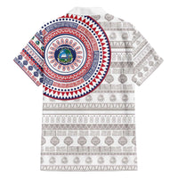 Liberia Family Matching Off The Shoulder Long Sleeve Dress and Hawaiian Shirt African Tribal Pattern