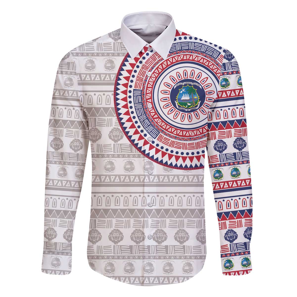 Liberia Family Matching Off The Shoulder Long Sleeve Dress and Hawaiian Shirt African Tribal Pattern