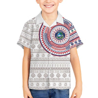 Liberia Family Matching Off The Shoulder Long Sleeve Dress and Hawaiian Shirt African Tribal Pattern