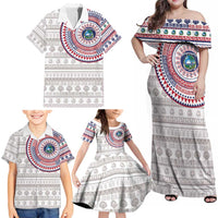 Liberia Family Matching Off Shoulder Maxi Dress and Hawaiian Shirt African Tribal Pattern