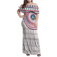 Liberia Family Matching Off Shoulder Maxi Dress and Hawaiian Shirt African Tribal Pattern