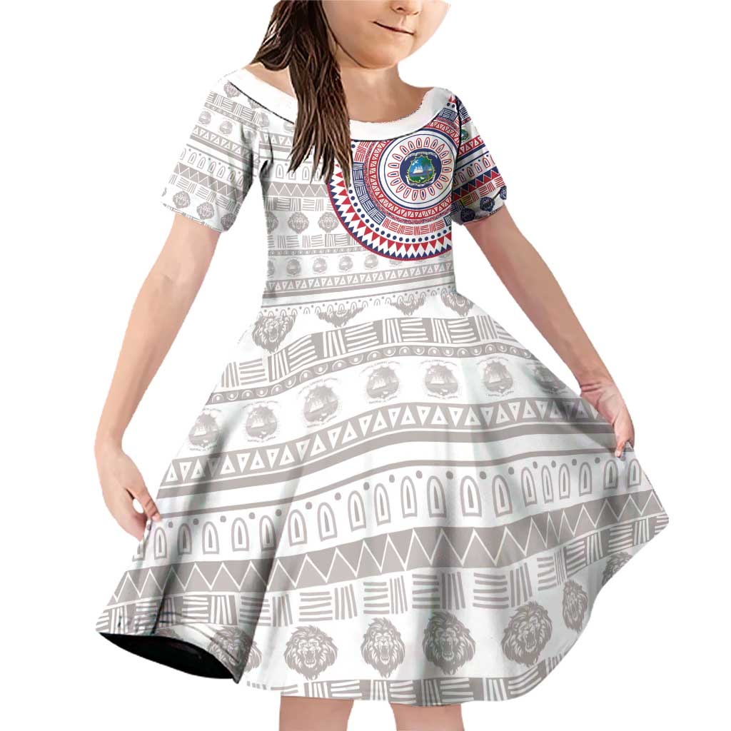 Liberia Family Matching Off Shoulder Short Dress and Hawaiian Shirt African Tribal Pattern