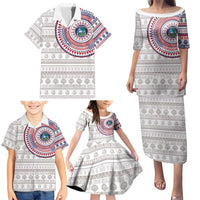 Liberia Family Matching Puletasi and Hawaiian Shirt African Tribal Pattern