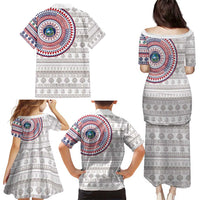 Liberia Family Matching Puletasi and Hawaiian Shirt African Tribal Pattern