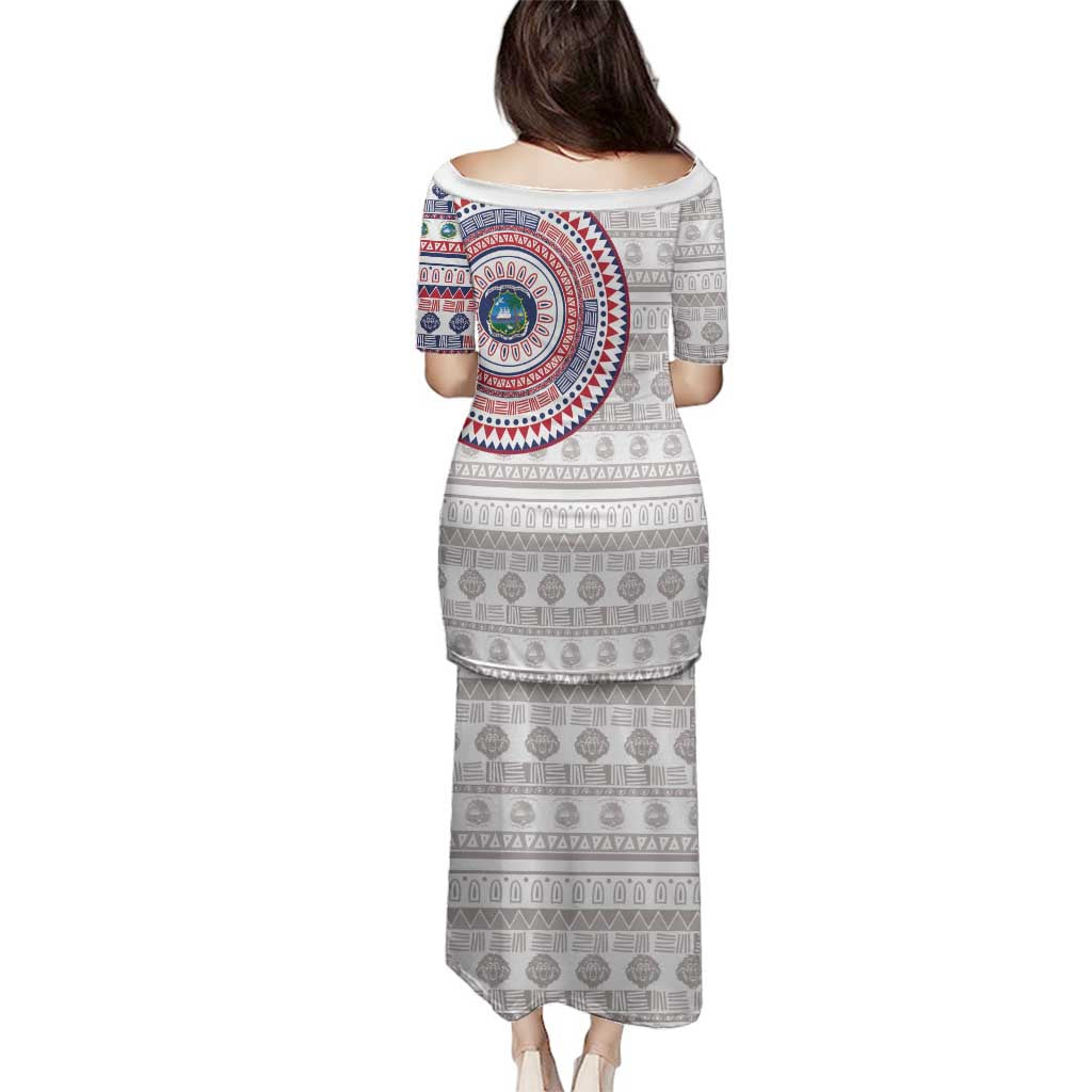 Liberia Family Matching Puletasi and Hawaiian Shirt African Tribal Pattern