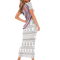 Liberia Family Matching Short Sleeve Bodycon Dress and Hawaiian Shirt African Tribal Pattern