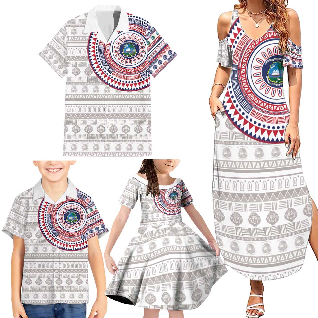 Liberia Family Matching Summer Maxi Dress and Hawaiian Shirt African Tribal Pattern