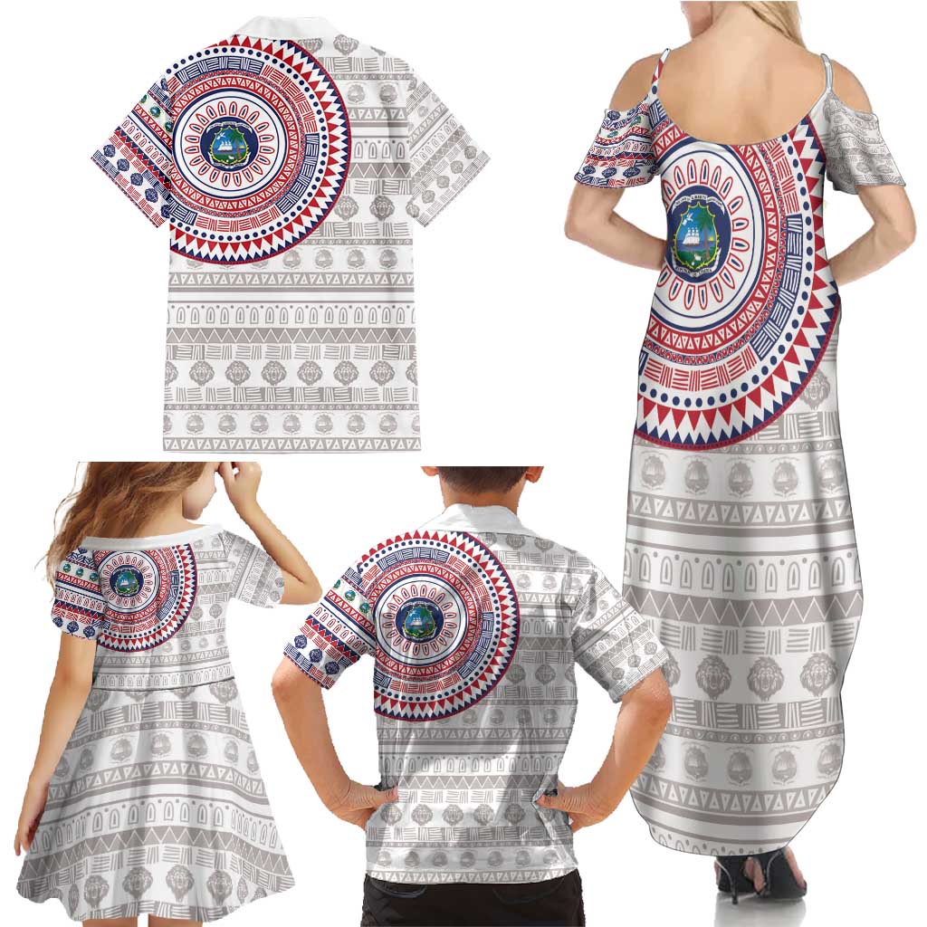Liberia Family Matching Summer Maxi Dress and Hawaiian Shirt African Tribal Pattern