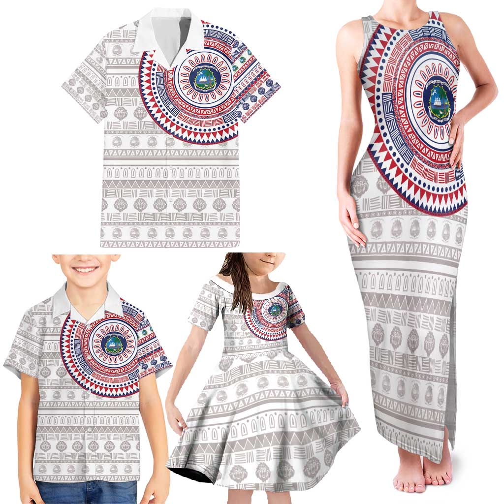 Liberia Family Matching Tank Maxi Dress and Hawaiian Shirt African Tribal Pattern
