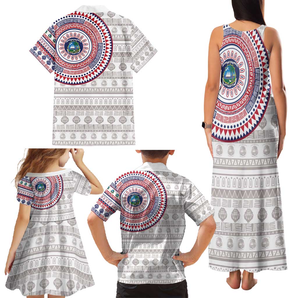 Liberia Family Matching Tank Maxi Dress and Hawaiian Shirt African Tribal Pattern