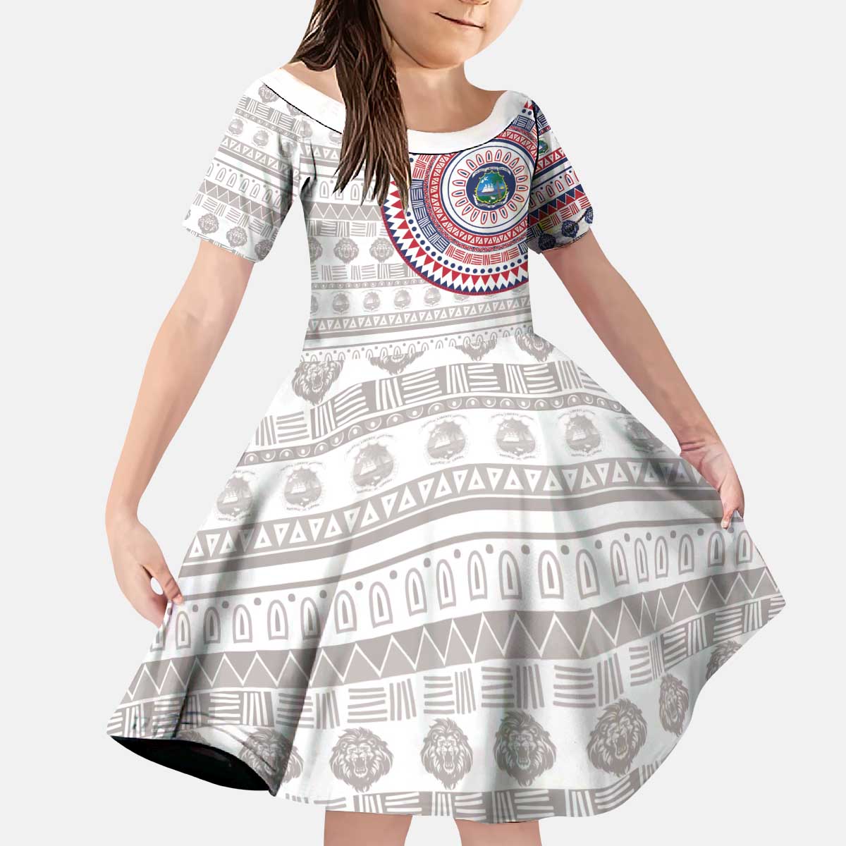 Liberia Kid Short Sleeve Dress African Tribal Pattern