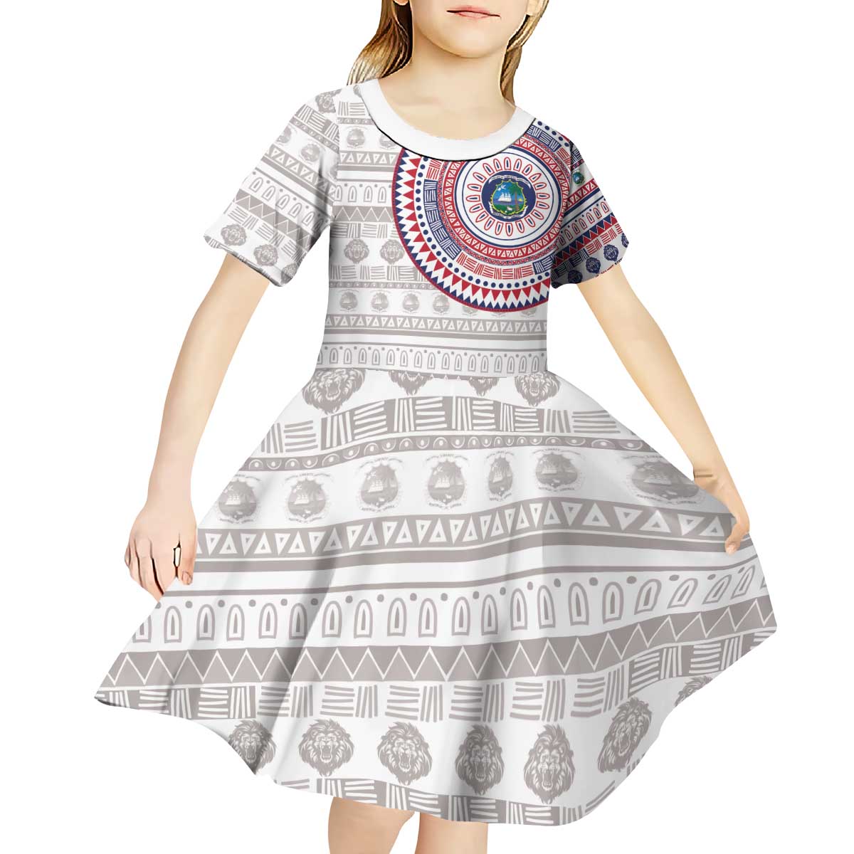 Liberia Kid Short Sleeve Dress African Tribal Pattern