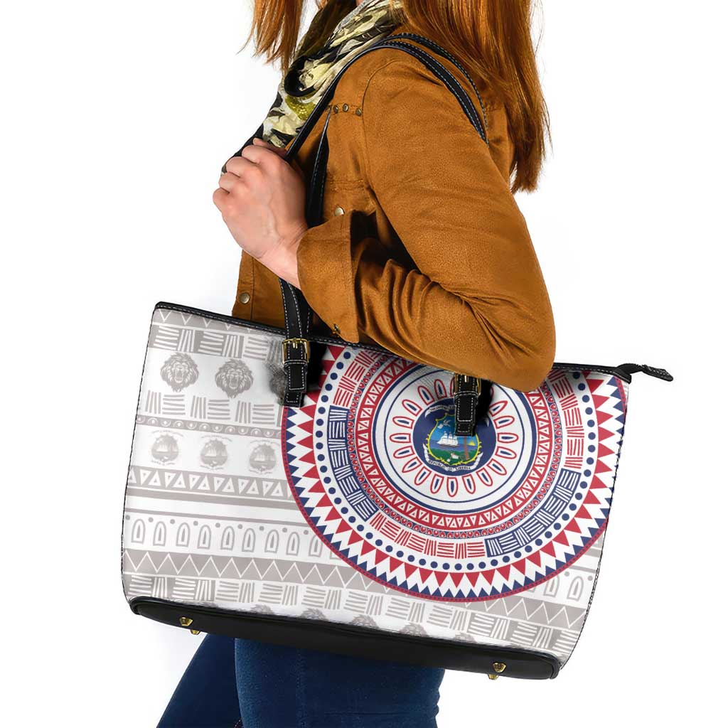 Liberia Leather Tote Bag African Tribal Pattern