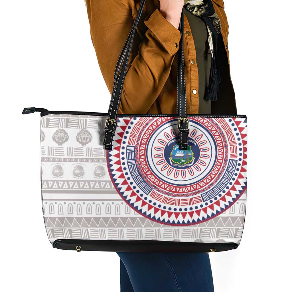 Liberia Leather Tote Bag African Tribal Pattern