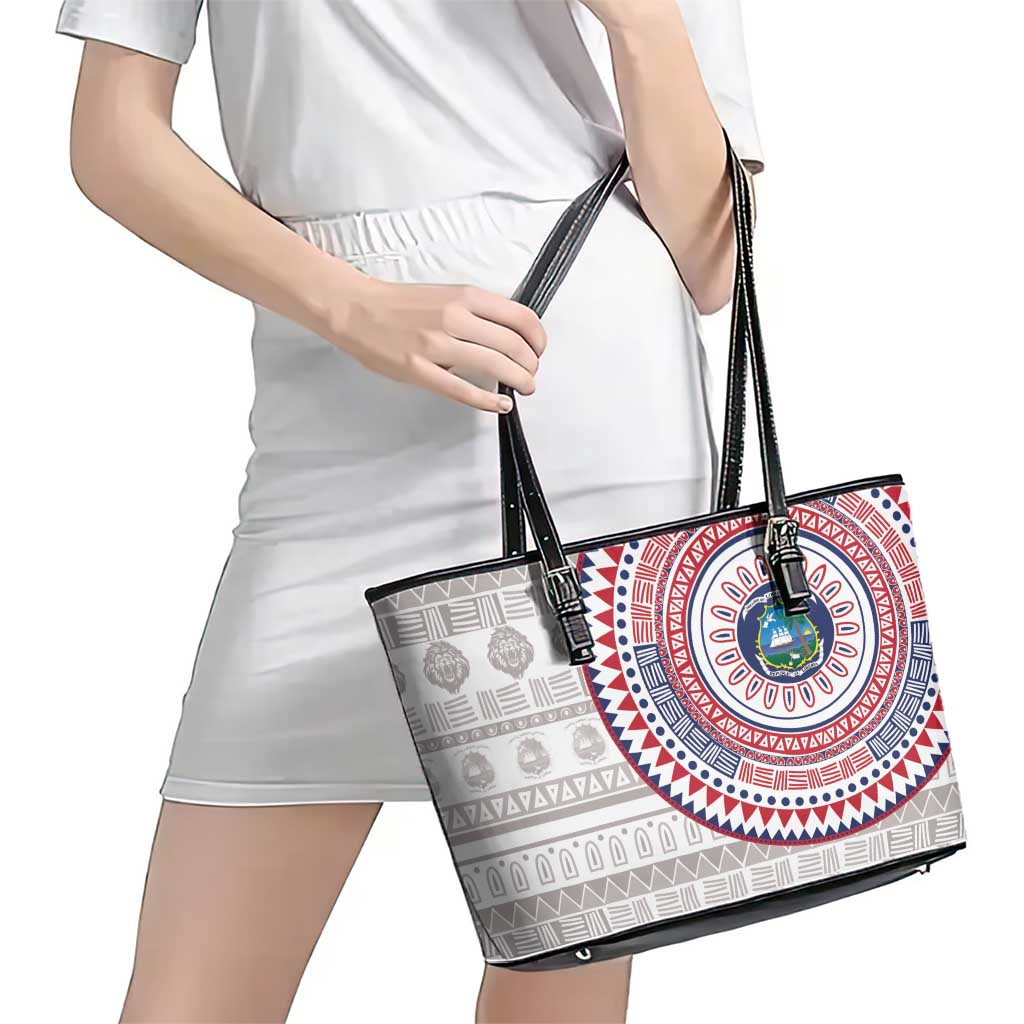 Liberia Leather Tote Bag African Tribal Pattern
