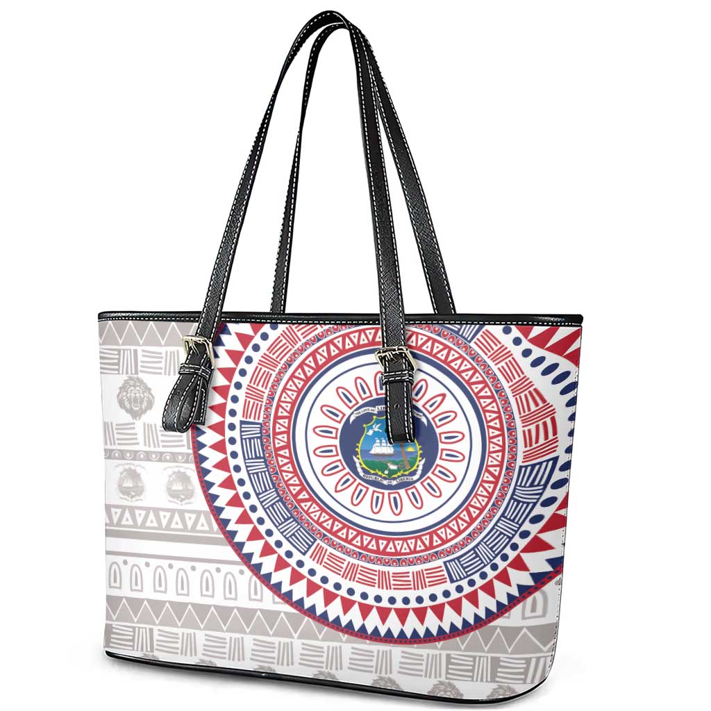 Liberia Leather Tote Bag African Tribal Pattern