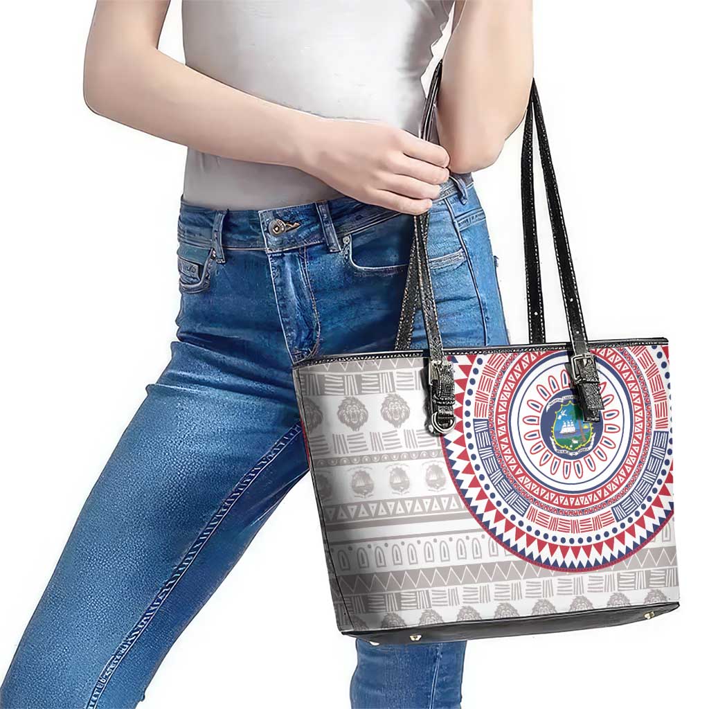 Liberia Leather Tote Bag African Tribal Pattern