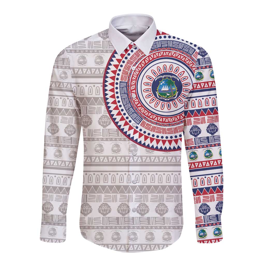 Liberia Long Sleeve Button Shirt African Tribal Pattern