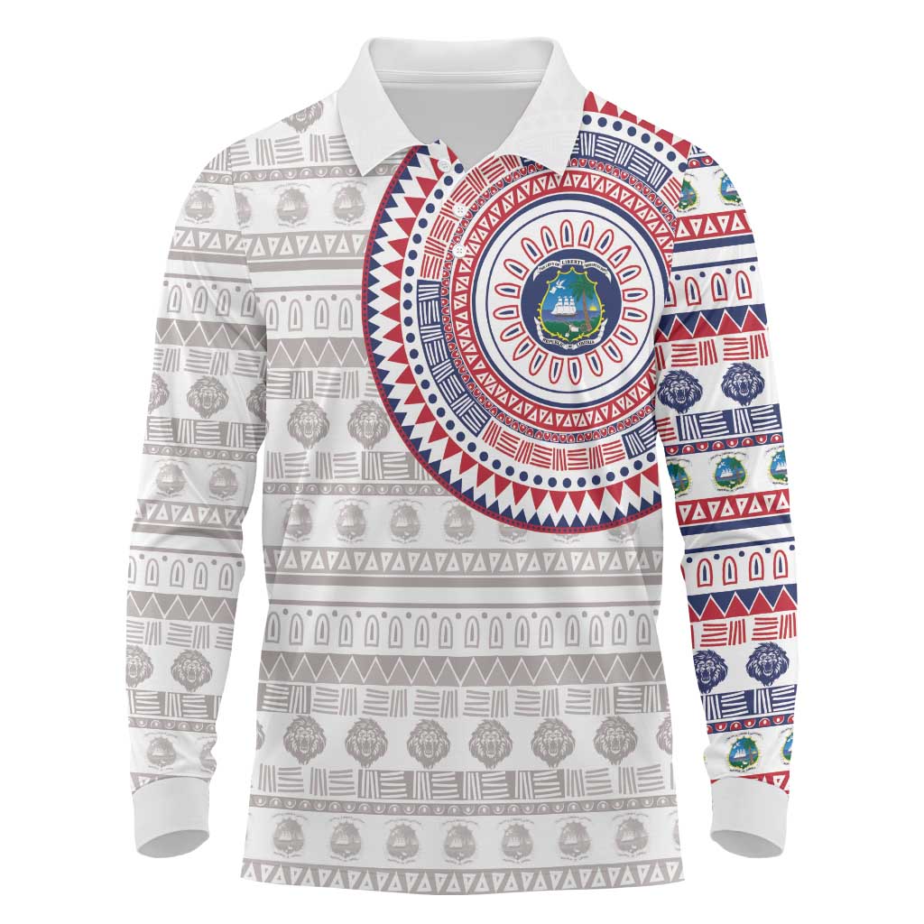 Liberia Long Sleeve Polo Shirt African Tribal Pattern
