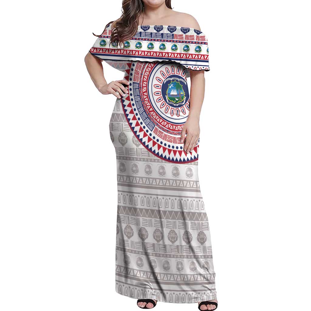 Liberia Off Shoulder Maxi Dress African Tribal Pattern