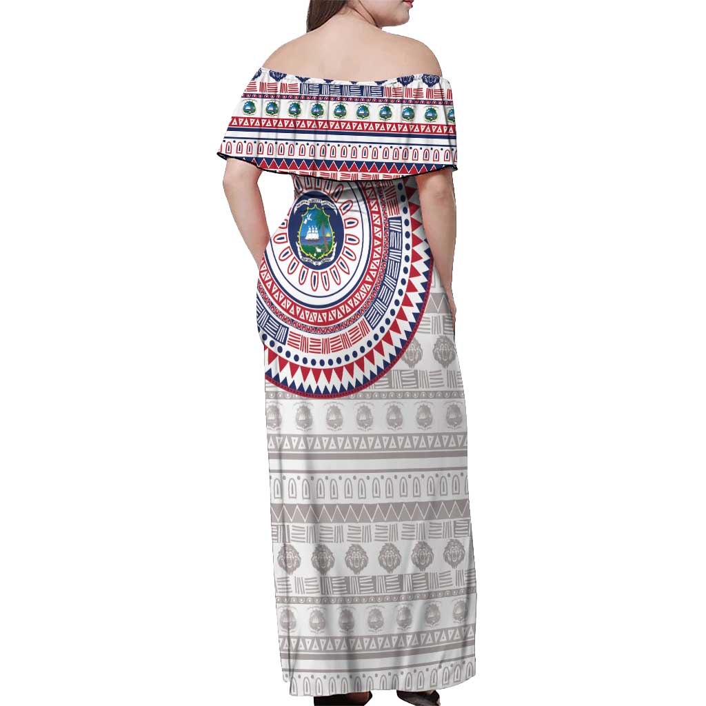 Liberia Off Shoulder Maxi Dress African Tribal Pattern