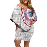 Liberia Off Shoulder Short Dress African Tribal Pattern