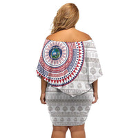 Liberia Off Shoulder Short Dress African Tribal Pattern