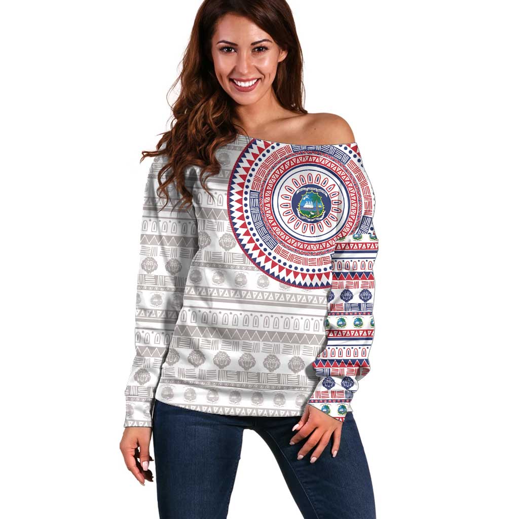 Liberia Off Shoulder Sweater African Tribal Pattern