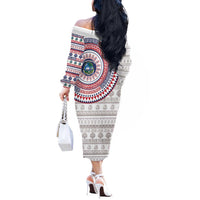 Liberia Off The Shoulder Long Sleeve Dress African Tribal Pattern
