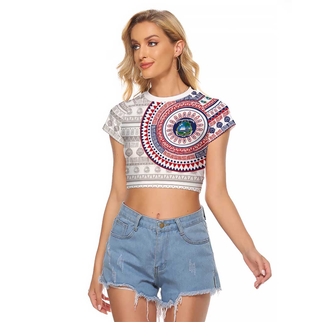 Liberia Raglan Cropped T Shirt African Tribal Pattern