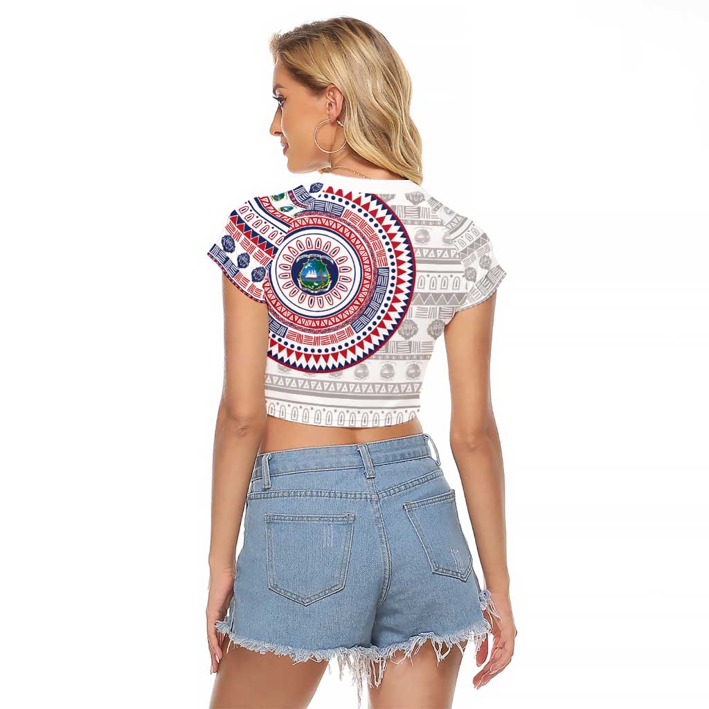 Liberia Raglan Cropped T Shirt African Tribal Pattern
