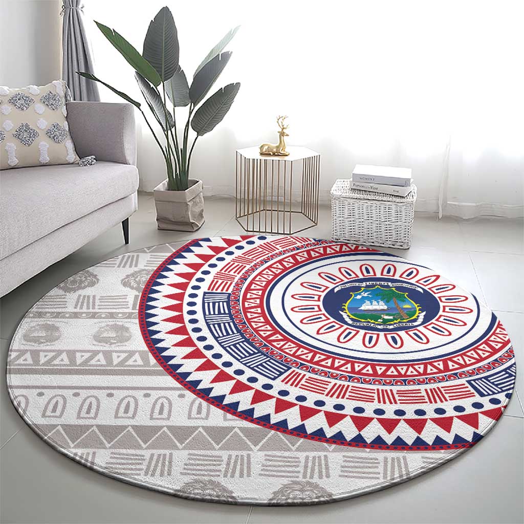 Liberia Round Carpet African Tribal Pattern