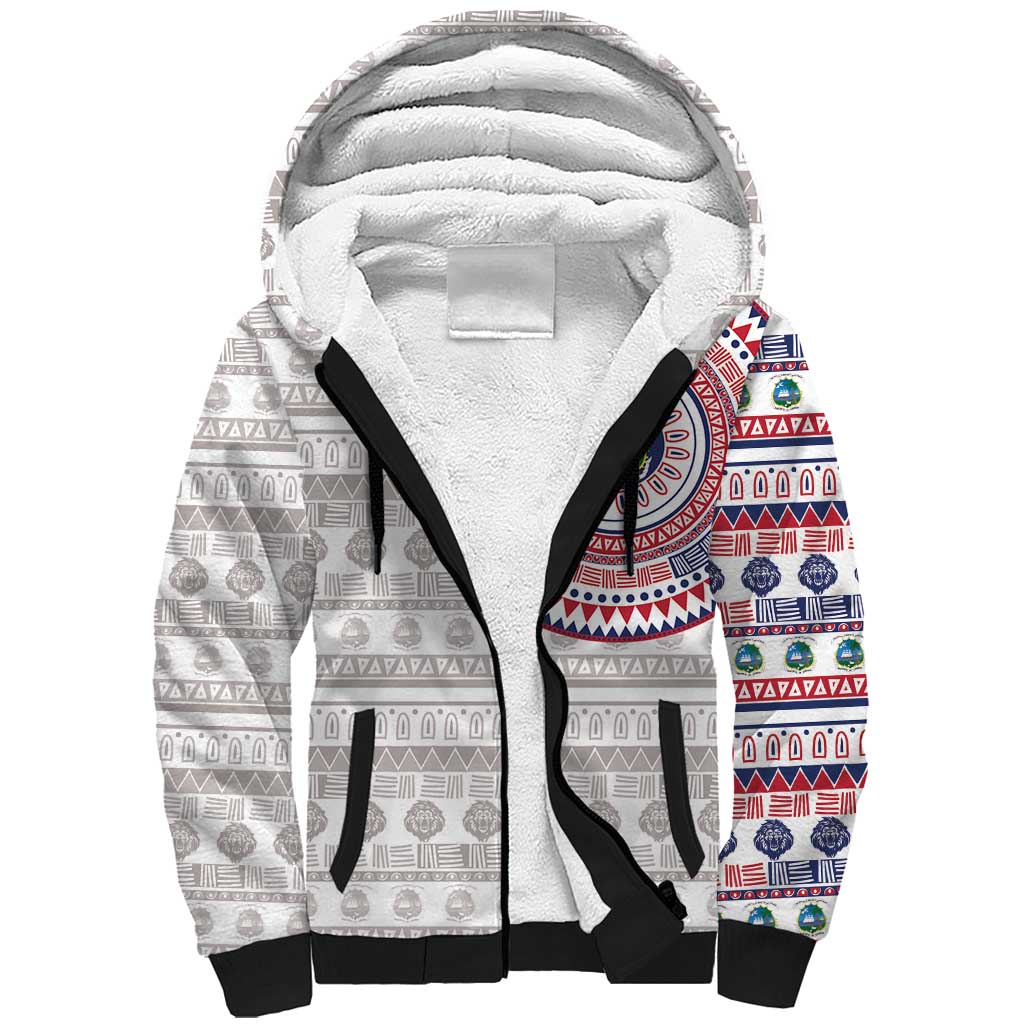 Liberia Sherpa Hoodie African Tribal Pattern