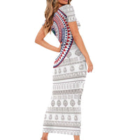 Liberia Short Sleeve Bodycon Dress African Tribal Pattern