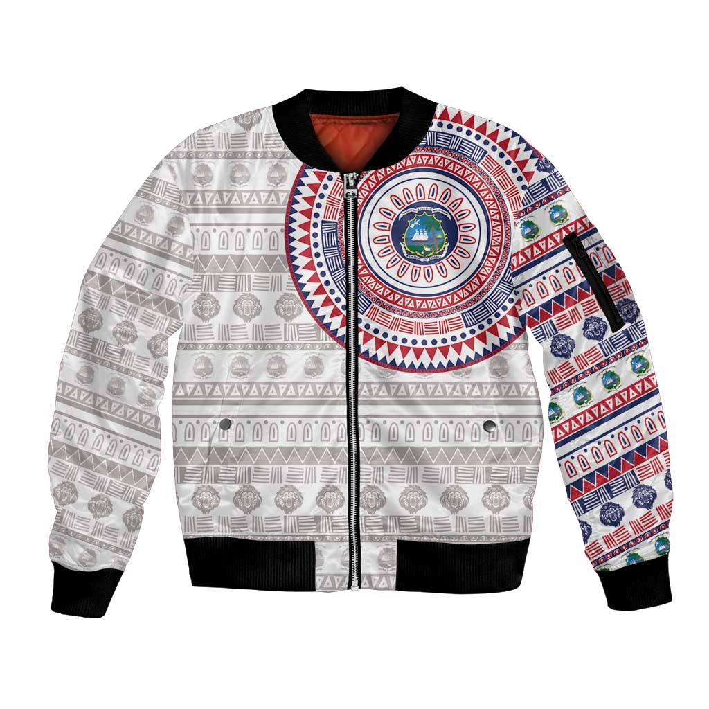 Liberia Sleeve Zip Bomber Jacket African Tribal Pattern