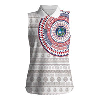Liberia Women Sleeveless Polo Shirt African Tribal Pattern