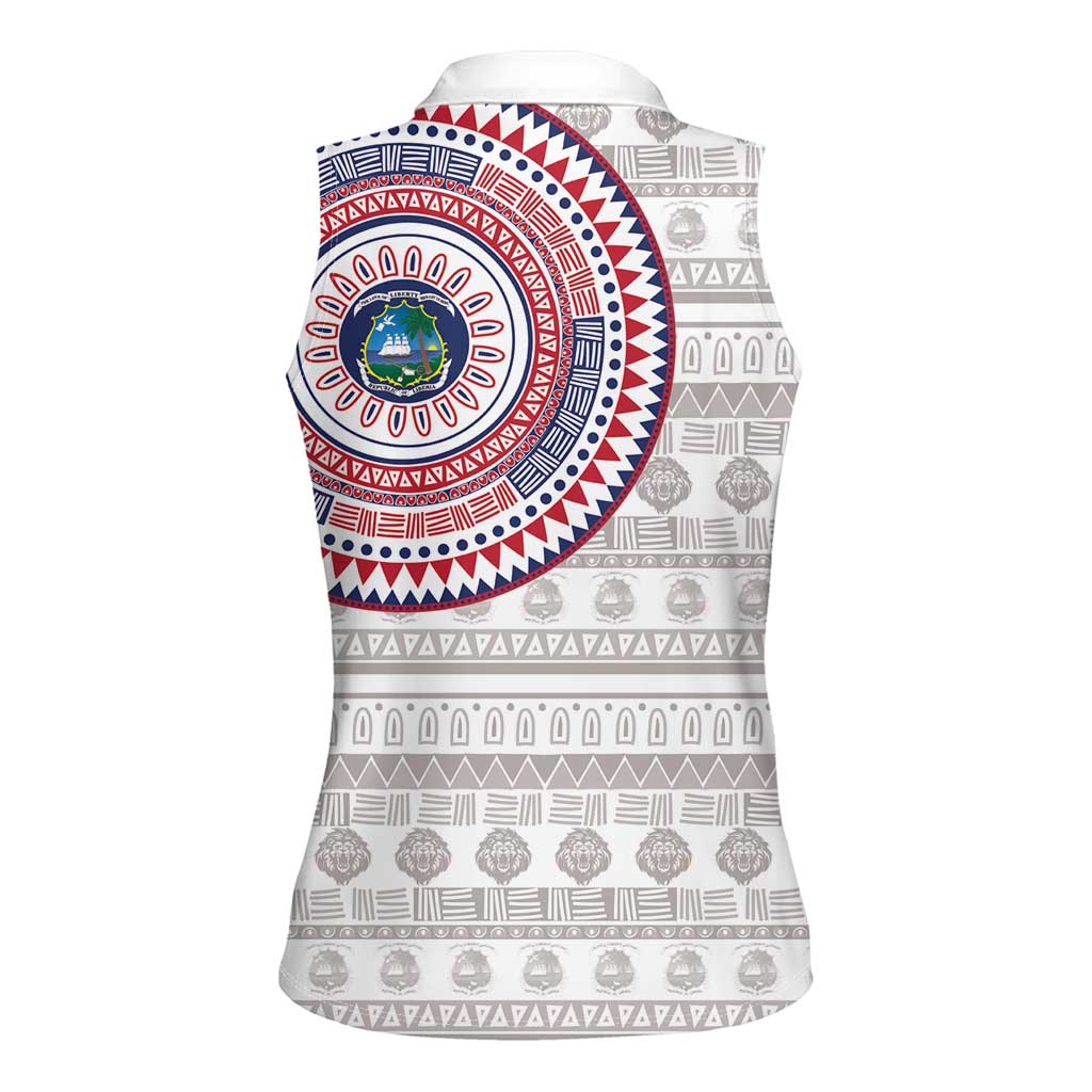 Liberia Women Sleeveless Polo Shirt African Tribal Pattern