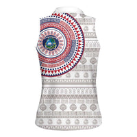 Liberia Women Sleeveless Polo Shirt African Tribal Pattern