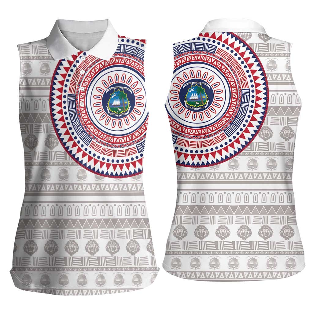 Liberia Women Sleeveless Polo Shirt African Tribal Pattern