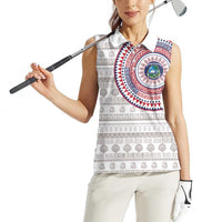 Liberia Women Sleeveless Polo Shirt African Tribal Pattern