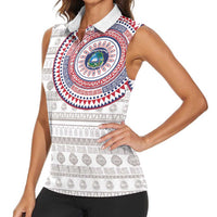 Liberia Women Sleeveless Polo Shirt African Tribal Pattern