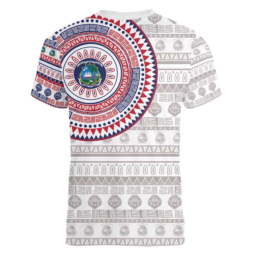 Liberia Women V-Neck T-Shirt African Tribal Pattern