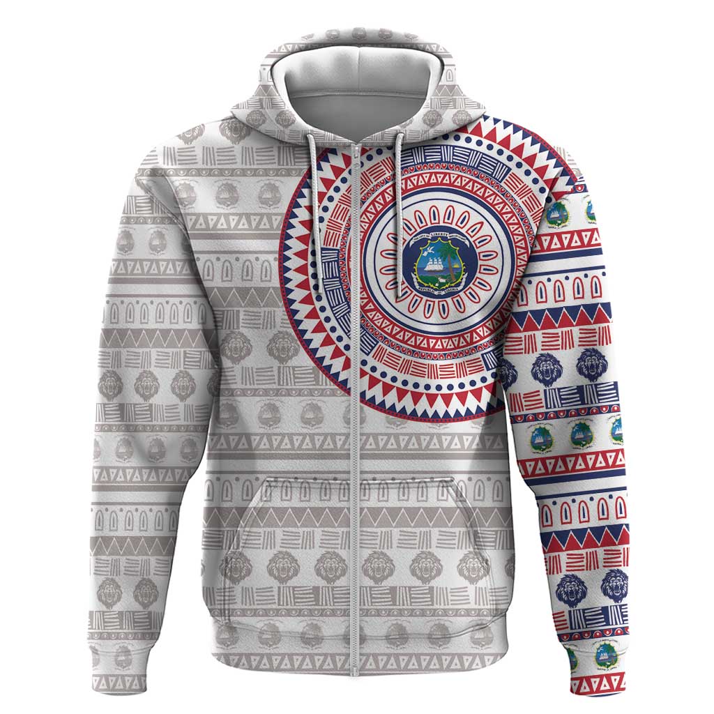 Liberia Zip Hoodie African Tribal Pattern
