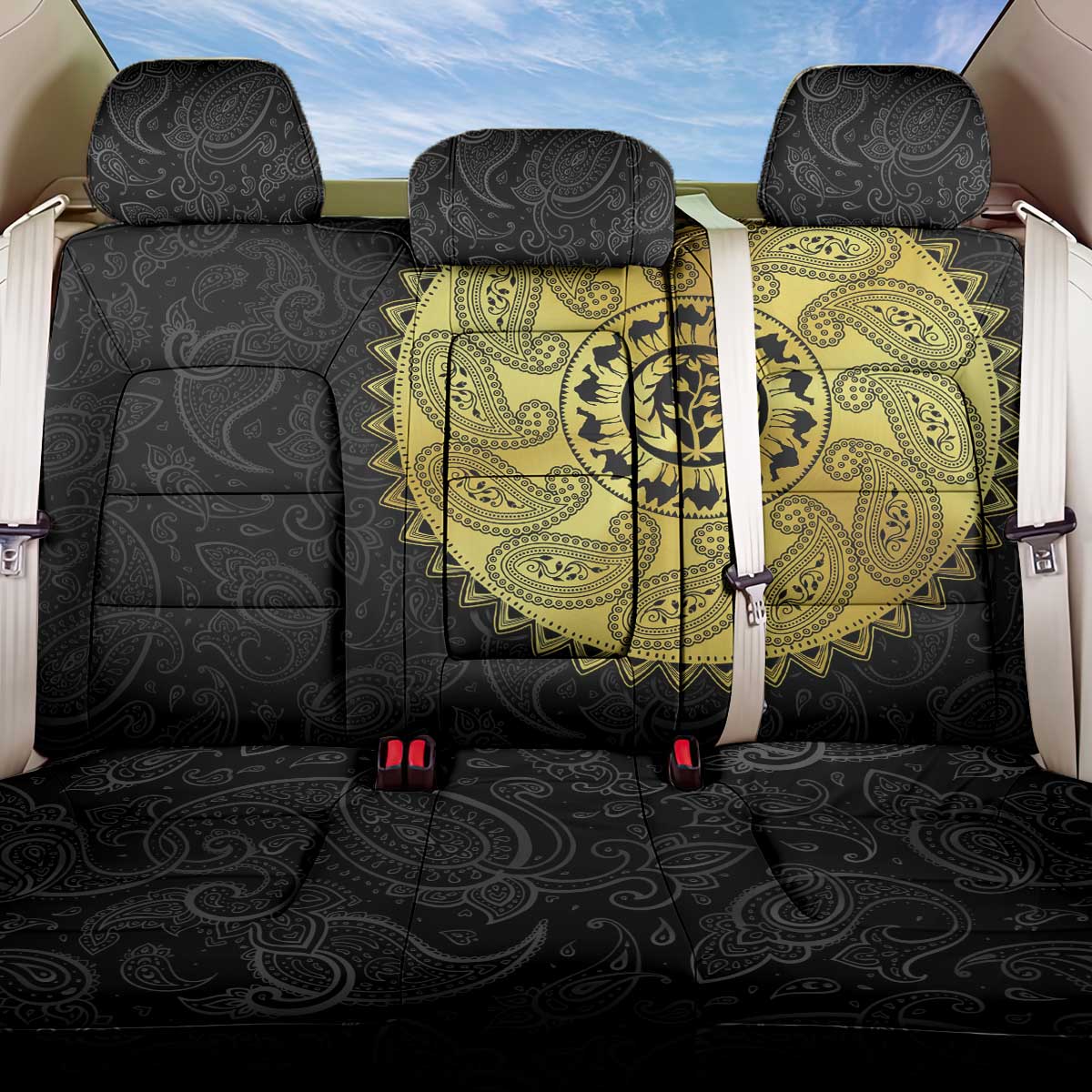 Eritrea Back Car Seat Cover African Tribal Mix Paisley Pattern