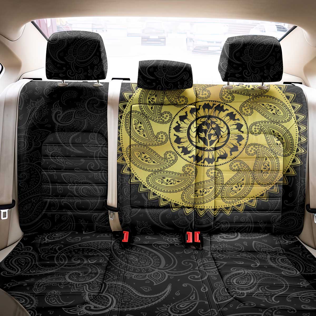 Eritrea Back Car Seat Cover African Tribal Mix Paisley Pattern