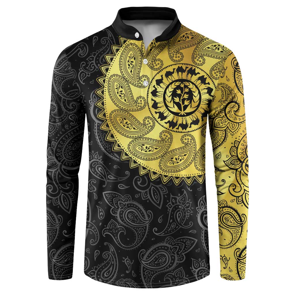 Eritrea Button Sweatshirt African Tribal Mix Paisley Pattern