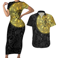 Eritrea Couples Matching Short Sleeve Bodycon Dress and Hawaiian Shirt African Tribal Mix Paisley Pattern