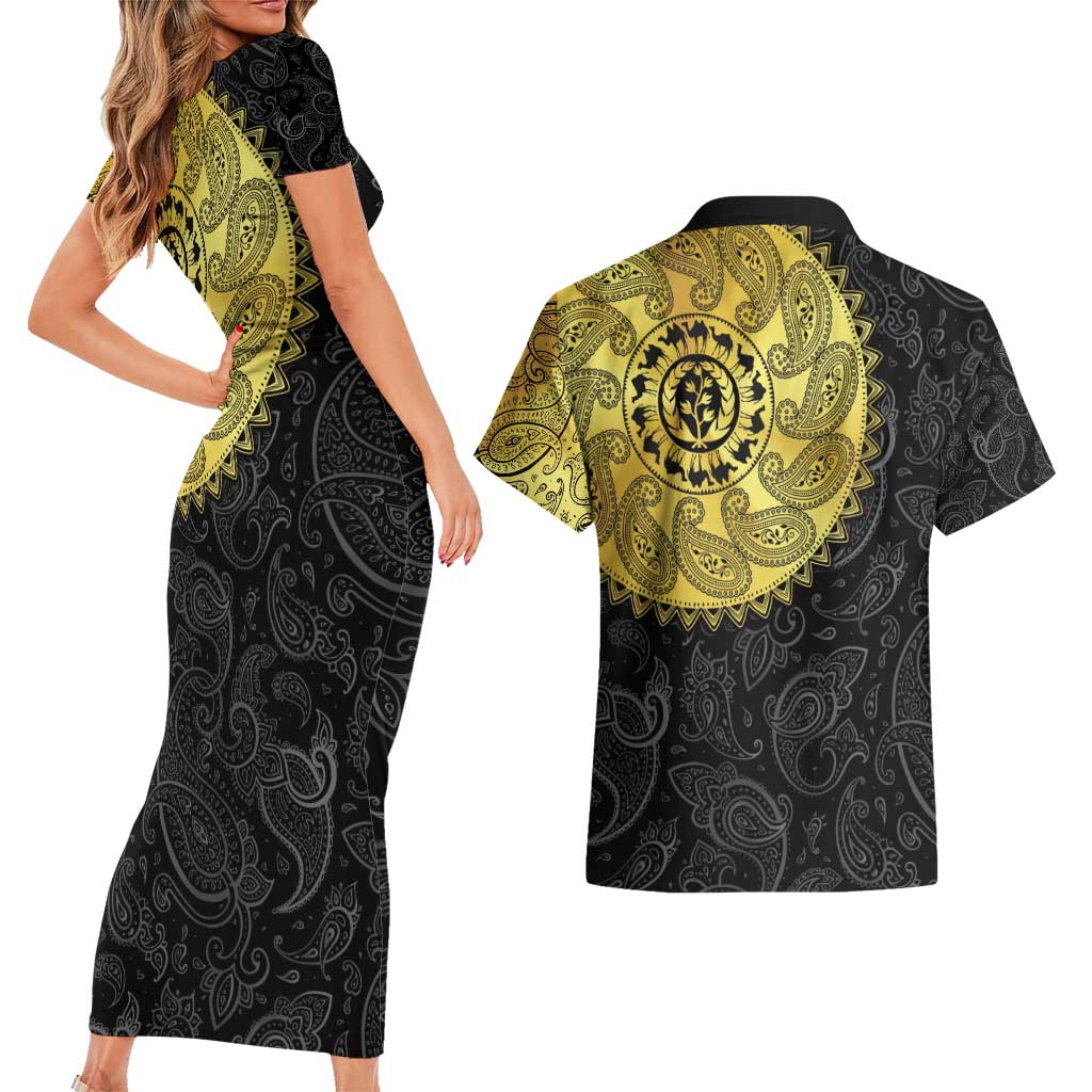 Eritrea Couples Matching Short Sleeve Bodycon Dress and Hawaiian Shirt African Tribal Mix Paisley Pattern