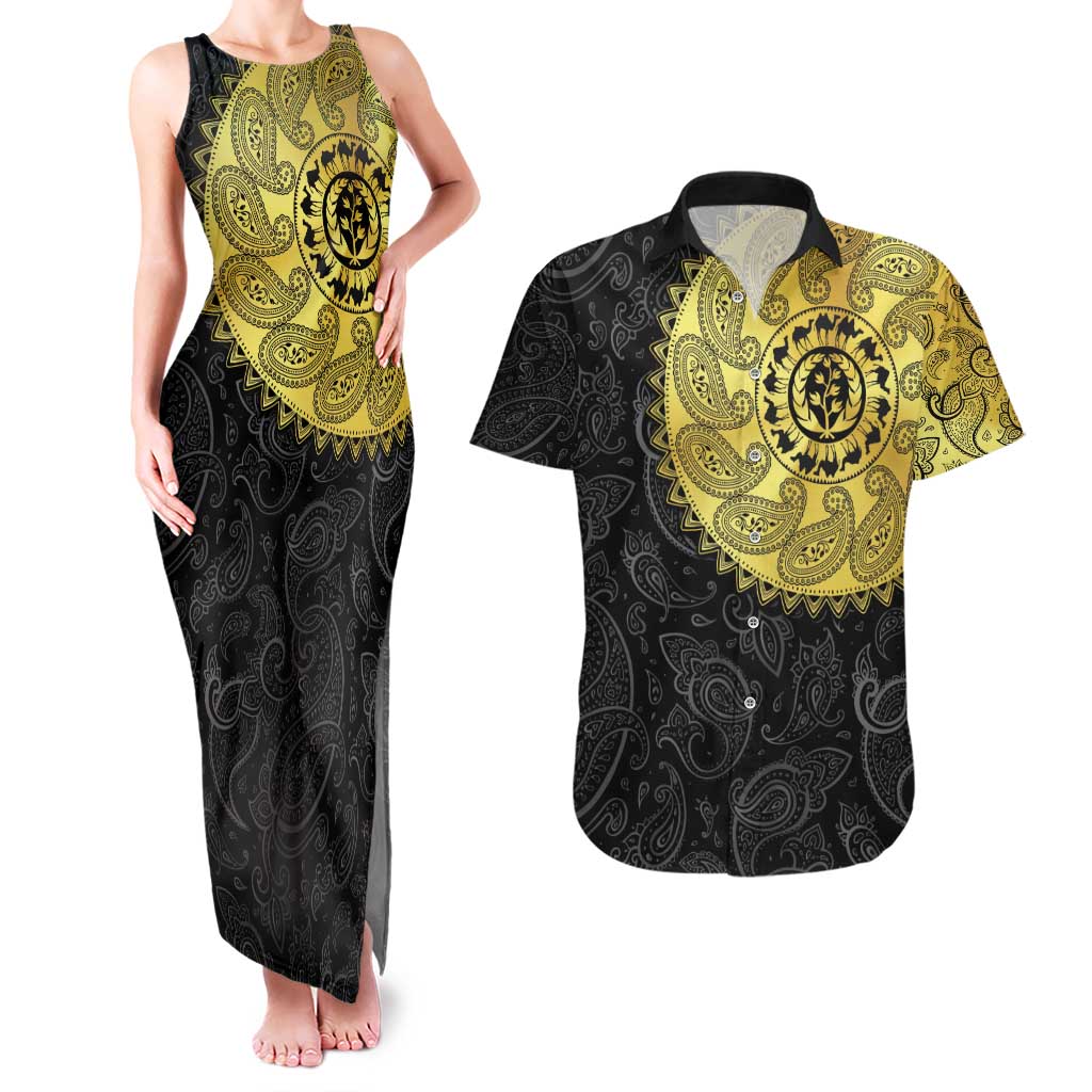 Eritrea Couples Matching Tank Maxi Dress and Hawaiian Shirt African Tribal Mix Paisley Pattern